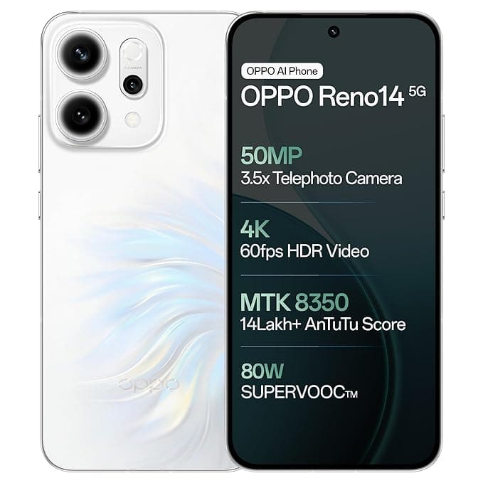 OPPO Reno14 5G (Pearl White, 12GB RAM, 512GB Storage)